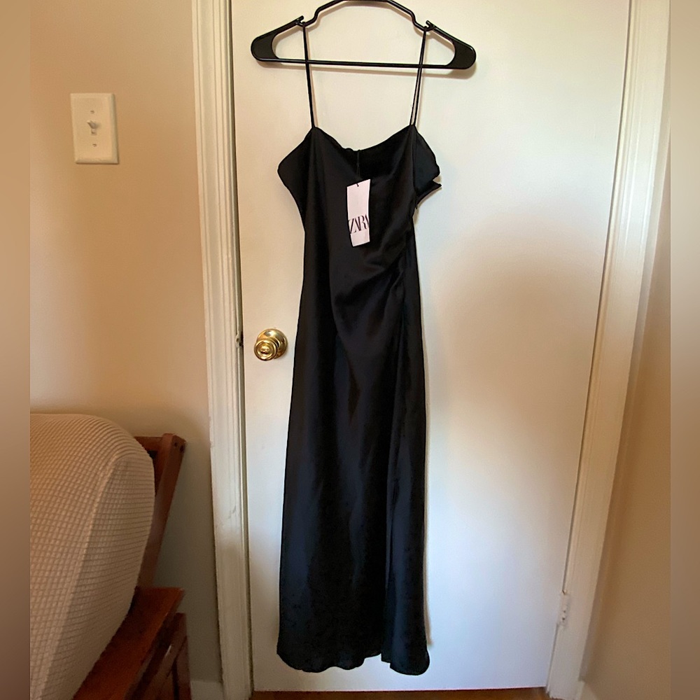 Black, satin Zara dress